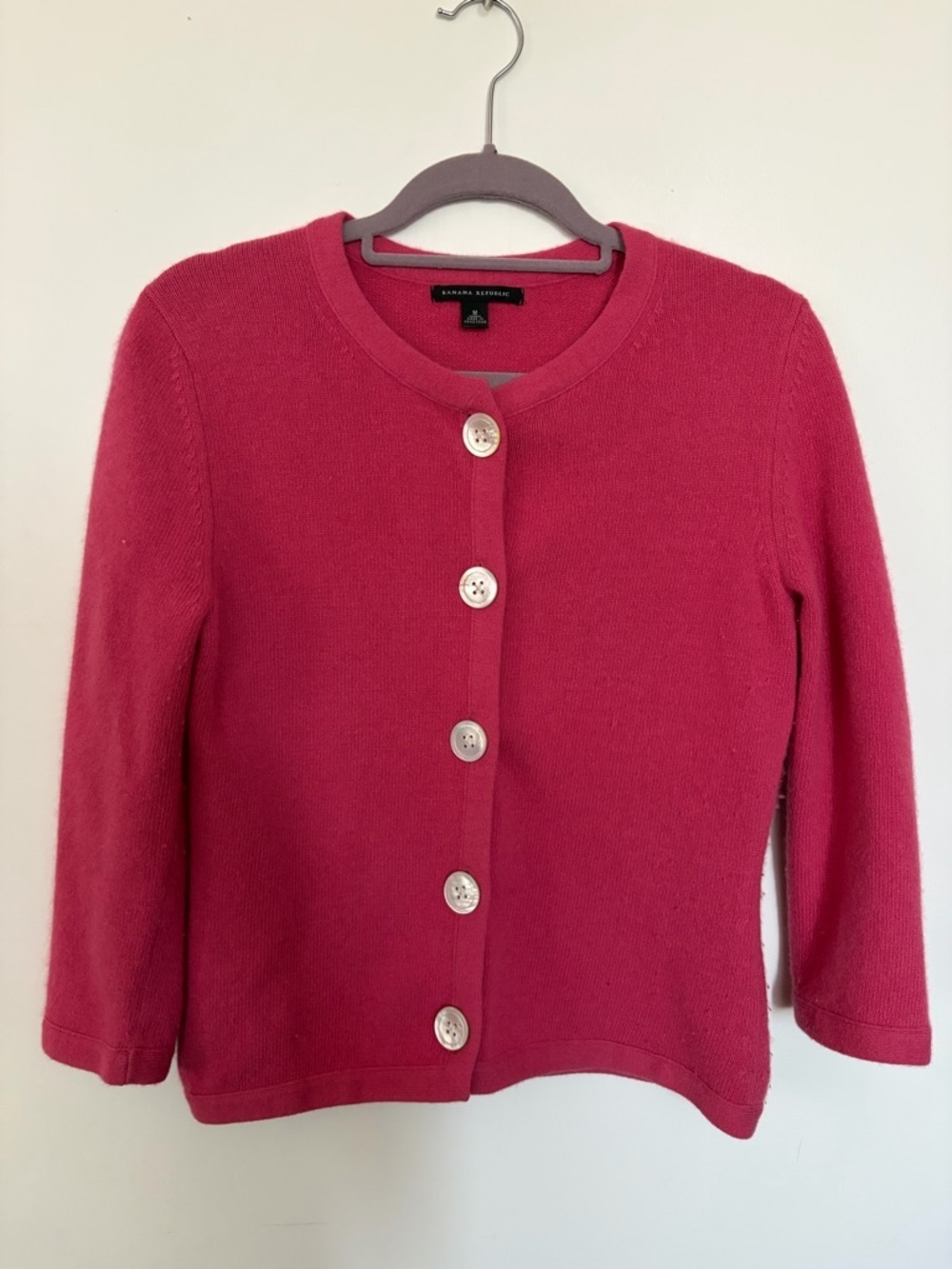 Banana Republic Vintage Angora Rabbit Hair-Lambswool Pink Cardigan - M